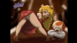 1girls ass female hexanne lowres mario_(series) no_panties princess_peach pussy tagme toad_(mario)