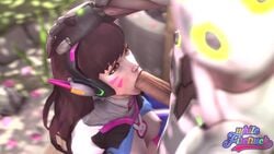 3d animated blizzard_entertainment breasts brown_hair cyborg d.va fellatio female genji hair hand_on_head male oral overwatch penis sex sfm small_breasts sound video whitefiretruck