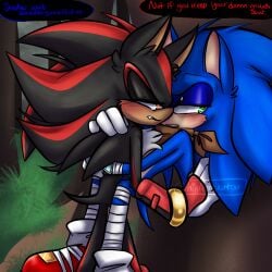 2boys against_tree dialogue gay held_up hippiecockatoo male_only mnsterfxcker public sfw shadow_the_hedgehog sonadow sonic_(series) sonic_boom sonic_the_hedgehog sonic_the_hedgehog_(series) suggestive text_bubble tree yaoi