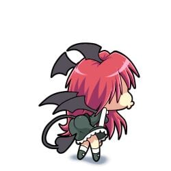 2015 animated animated_gif ass ass_jiggle ass_shake ass_wiggle big_ass daniel_renard jiggle koakuma red_eyes red_hair side_boob succubus touhou touhou_project twerk twerking wiggle wings