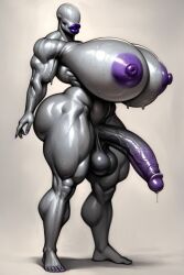 ai_generated alien alien_futanari eyeless futanari grey_skin massive_ass massive_breasts no_eyes purple_lipstick purple_nipples