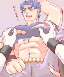 blue_hair dio_brando gay jojo&#039;s_bizarre_adventure jonathan_joestar male male/male male_nipples male_only muscular_male phantom_blood yaoi