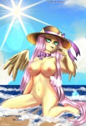 beach breast bronie caliluminos fanart flutter_shy fluttershy_(mlp) lewd my_little_pony nudity pegasus pony ych