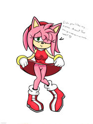 2019 absurd_res amy_rose anthro clothing eulipotyphlan female flashing hedgehog hi_res lewdsharx mammal pussy pussy_juice sonic_(series)