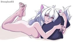 1girls animal_ears areola areolae ass breasts completely_nude douglaz kemonomimi latam_virtual_youtuber long_hair nipples nude_female pookyboo smile solo_female tagme text thighs virtual_youtuber vtuber vtuberfanart white_background white_hair