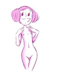 cartoon_network cubedcoconut female female_only flat_chest gem_(species) hands_on_shoulders innocent looking_up nipples nude nude_female pink_hair pink_pearl_(steven_universe) pink_skin pussy short_hair sketch steven_universe volleyball_(steven_universe) white_pearl_(steven_universe)