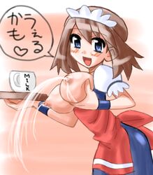 breasts brown_hair clothes color copo_deluxe female female_only hair human human_only lactation may_(pokemon) nipples pokemon solo straight_hair tagme