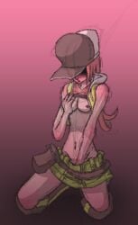 breasts female hat masturbation red_hair shiki_misaki solo the_world_ends_with_you