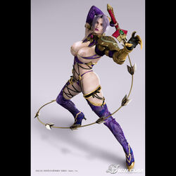 breasts edit female female_only highres huge_breasts human isabella_valentine nipples photoshop short_hair solo soul_calibur soul_calibur_iv sword weapon