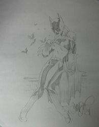 1girls artist_request barbara_gordon batgirl batman_(series) dc dc_comics female female_only monochrome solo tagme
