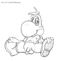 front_view male male_only mario_(series) monochrome nintendo raukue sketch solo straight_hair yoshi