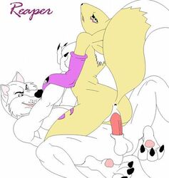 anus ass color digimon female fur furry furry_ass furry_tail interspecies male penis pussy renamon sex straight tail vaginal_penetration vulva