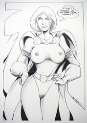 1girls dc_comics female female_only g.w._fisher kara_zor-l karen_starr monochrome power_girl solo superman_(series)