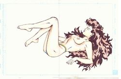 1girls areola areolae artist_request bare_shoulders barefoot breasts brown_hair closed_eyes feet female female_only kitty_pryde long_hair marvel marvel_comics navel nipples round_ears shadowcat smile solo straight_hair tagme thong topless white_background x-men