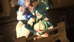 1futa 1girls 3d animated audible_creampie bent_over blue_hair blush bouncing_breasts chopsticker closed_eyes clothed_sex cum cum_in_pussy cum_inside futa_on_female futa_with_female futanari ganyu_(genshin_impact) genshin_impact glasses gritted_teeth hand_on_shoulder heels huge_breasts incest koikatsu loop moaning moaning_in_pleasure mother_and_daughter open_mouth sex sex_from_behind sound squinting stepmother_and_stepdaughter tagme thrusting vaginal_penetration video xianyun_(genshin_impact)