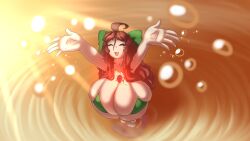 1girls 2024 bikini bow bubbles closed_eyes female female_only koobybooby koobykarasu long_hair smile solo swimsuit touhou utsuho_reiuji water