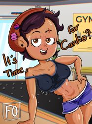 belly big_breasts brown_eyes brown_hair crop_top faraday_one gym gym_uniform luz_noceda the_owl_house the_owl_house_(finale)