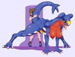 1boy 1girls all_fours anthro anthrofied black_sclera blue_skin doggy_style dragon duo female female_focus garchomp hanging_breasts heavy_breathing hi_res huge_ass huge_breasts human interspecies long_neck male mammal nintendo nude penetration pokémon_(species) pokemon pokemon_(species) pokemon_dppt pokephilia pussy_juice red_skin scalie size_difference small_dom_big_sub smell solo_focus spread_legs stradivarius tail tail_grab thick_thighs video_games wet wide_hips yellow_eyes yellow_skin young