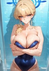 1girls after ai ai_generated anal at big_ass blue_archive braid breast breasts bust cleavage cum female focus generated grab hairy in inside large looking mature milf papukun pussy sex smile solo toki_(blue_archive) viewer