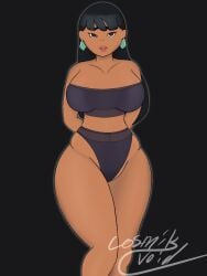 bathing_suit bikini chel chel_(the_road_to_el_dorado) clothed cosmikvoid dark_skin goth goth_girl pinup sfw spandex swimsuit the_road_to_el_dorado