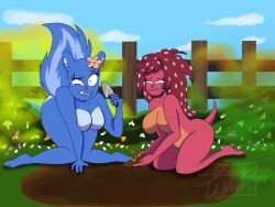 2girls anthro bush bushes curvy curvy_female curvy_figure fart fart_cloud fart_fetish flaky_(htf) flower flowers furry happy_tree_friends hedgehog hedgehog_girl naked petunia_(htf) raviskunk skunk skunk_girl skunk_tail tagme wilting wilting_flowers wilting_plants