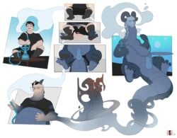 3_toes clothing dragon erection eyewear glasses growth hi_res hookah horn human_to_anthro legwear male male_only nude paws scalie see-saw smoke smoking socks species_transformation toes torn_clothing transformation transformation_sequence weight_gain