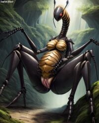 1girls ai_generated antennae_(anatomy) arthropod arthropod_abdomen breasts bug cloaca cloaca_juice darkeffect forest forest_background insectophilia insects long_neck multi_arm multi_leg multi_limb no_nipples pregnant pregnant_female teratophilia