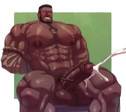 balls bara barret_wallace beard big_balls big_penis boner cum daddy dark-skinned_male dark_skin dilf erection final_fantasy final_fantasy_vii genital_fluids ghangaji hairy_chest huge_balls huge_cock male male_nipples male_only male_pubic_hair manly mature_male muscular_male nipples nude orgasm penis solo solo_male