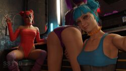 3d 3d_(artwork) cyberpunk_2077 female female_focus female_only group selfie us_cracks