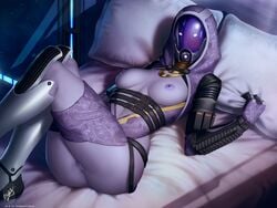 absurdres big_breasts breasts cleavage clitoris female female_only helmet highres large_breasts looking_at_viewer mass_effect nipples purple_skin pussy quarian sci-fi science_fiction scifi solo solo_female tali'zorah_nar_rayya themaestronoob vulva