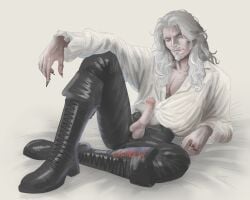 1boy castlevania cock dilf dracula fully_clothed literature monster nightmare_husbando older_male public_domain undead vampire white_hair