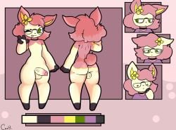 2024 anthro ass balls choker curvy_figure deerling drawcat13 erection eyewear eyewear_only fluffy fluffy_tail fur generation_5_pokemon genitals glasses glasses_only hair hi_res hourglass_figure humanoid_genitalia humanoid_penis jewelry male necklace nintendo noelle_evilyn_(character) nude penis pink_body pink_fur pink_hair pokemon pokemon_(species) simple_background solo spring_deerling tail trans_woman transfem wearing_glasses