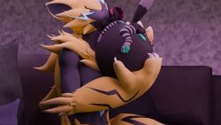 16:9 3d_(artwork) air_inflation anthro arm_warmers armwear balls belly belly_expansion belly_inflation big_balls big_belly big_penis black_body breasts claws closed_eyes clothed clothing digital_media_(artwork) domestic_cat duo erection expansion felid feline felis female fur generation_7_pokemon genitals green_pawpads hi_res huge_belly hyper hyper_belly immobile inflation inflation_fetish kiss_on_lips kissing leg_warmers legendary_pokemon legwear male male/female mammal nintendo nipples nude pawpads penis pink_claws pokemon pokemon_(species) puffkiss shadow_(vaqueroserg) simple_background size_difference tail vaqueroserg widescreen zeraora