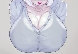 big_breasts breasts button_down_shirt cleavage fnf_entity friday_night_funkin friday_night_funkin_mod mommy nikusa_(sugarratio) office_lady sweat tainypie
