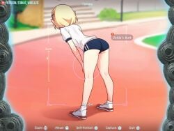 1girls ass ass_focus back_view bent_forward bent_over blonde_hair camera camera_view gameplay_mechanics nintendo pointy_ears princess_zelda shoes short_hair shorts solo sportswear tears_of_the_kingdom the_legend_of_zelda tobias_wheller zelda_(tears_of_the_kingdom)