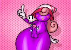 1futa balls boner confidentartist erect_penis erection futanari ghost ghost_girl gloves hat_covering_eyes huge_cock magic mario_(series) paper_mario penis purple_skin solo testicles thighs vivian_(paper_mario)