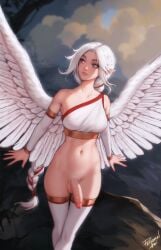 1futa angel angel_wings balls bottomless breasts futa_only futanari penis personalami tagme testicles thighhighs white_skin white_wings wings