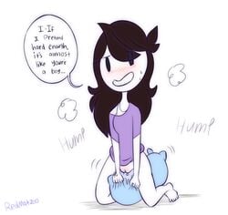 bottomless clothing english english_text female jaiden jaiden_animations lonely masturbation pillow pillow_humping pussy pussy_juice redmatzoo simple_background solo solo_focus tagme youtube youtuber