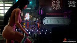 alley alleyway balcony blender blender_(software) brown_hair degenzone final_fantasy final_fantasy_vii final_fantasy_vii_remake hope_springs nude nude_female ponytail public public_nudity showing_off street tifa_lockhart tifa_lockhart tifa_lockhart voyeur voyeurism watching