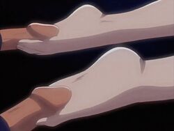 2boys animated barefoot discipline:record_of_a_crusade feet female footbang footjob matsuno_kaori multiple_boys soles toes uncensored