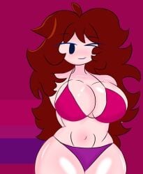 big_breasts bikini bikini_bottom bisexual bisexual_(female) blush female fnf fnf_mods friday_night_funkin girlfriend_(friday_night_funkin) hanbruer looking_at_viewer lullaby_girlfriend_(fnf) nipples pride_color_flag pride_flag smile thick_thighs winking_at_viewer