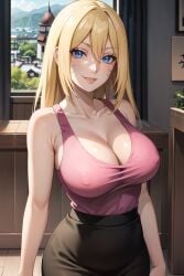 1girls ai_generated bare_chest bare_shoulders big_breasts black_skirt blonde_hair blue_eyes boruko boruto:_naruto_next_generations bracelets breasts busty canon_genderswap choker cleavage clothing dress earrings erect_nipples erect_nipples_under_clothes exposed_shoulders eyelashes facial_markings female female_only gender_transformation genderswap_(mtf) hair_down hard_nipples jacket long_hair nail_polish naruto naruto_(series) necklace nipples_visible_through_clothing no_bra no_bra_under_clothes off_shoulder oppai pencil_skirt pinup revealing_clothes rule_63 sexy_no_jutsu skirt smile solo sumire_silva tight_skirt uzumaki_boruto visible_nipples whisker_markings whiskers