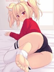 ass ass_focus black_panties blonde_hair catgirl feet foot_focus stirrup_legwear tagme tiffy tiffynyaa twintails