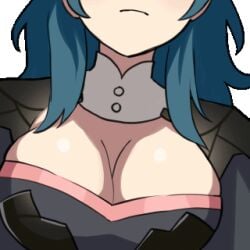1girls animated bouncing_breasts breast_focus breasts byleth_(fire_emblem) byleth_(fire_emblem)_(female) chocojax cleavage female female_only fire_emblem fire_emblem:_three_houses gif large_breasts loop medium_hair nintendo solo source_request teal_hair transparent_background