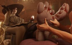 1boy 1girls 3d absurd_res alcina_dimitrescu black_hair black_toenails blender breasts candles capcom cigarette dominant_female feet feet_together feet_up female female/male female_dominating_male female_domination female_only femdom foot_fetish foot_focus foot_massage foot_slave foot_worship footwear fully_clothed fully_clothed_female giantess grey_body hi_res huge_breasts large_breasts large_feet larger_female legs legs_crossed lipstick long_nails male male/female male_slave malesub massage mature_female meaty_soles nude nude_male older_female red_lipstick relaxing resident_evil resident_evil_8:_village rubbing_feet shoes shoes_removed short_hair slave smoking soles solo_female straight submissive_male syclops taller_girl toes vein white_eyes white_skin wine wine_glass