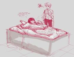 1boy 1girls bath bathing bathtub bbw blob fat fat_female fat_fetish female husband_and_wife loid_forger male obese obese_female pivk00 spy_x_family ssbbw yor_briar yor_forger