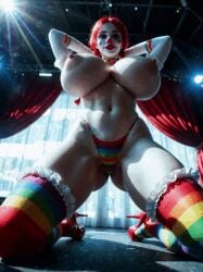ai_generated animated big_breasts bouncing_tits clown clown_girl clown_makeup jiggling_tits