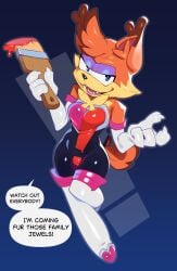 4_fingers absurd_res anthro armwear black_bodysuit black_clothing black_nose black_skinsuit black_text blue_background blue_eyes bobcat bodysuit boots brown_ear_tips brown_ears brush bubsy bubsy_(series) bulge cheek_tuft claws clothed clothing combos-n-doodles cosplay crossdressing crossover crossover_cosplay detailed_bulge dialogue dipstick_ears ear_markings elbow_gloves english_text erection erection_under_clothing exclamation_point facial_tuft fangs felid feline femboy finger_claws fingers footwear fur gloves grey_outline half-closed_eyes handwear hi_res holding_brush holding_object holding_paintbrush inner_ear_fluff legwear lipstick lynx makeup male male_anthro mammal multicolored_body multicolored_boots multicolored_clothing multicolored_ears multicolored_footwear multicolored_fur multicolored_gloves multicolored_handwear narrowed_eyes open_mouth orange_body orange_ears orange_fur orange_inner_ear_fluff orange_tail outline paint paintbrush pink_boots pink_clothing pink_footwear pink_gloves pink_handwear pink_inner_ear pink_lipstick pink_pupils pink_tongue pupils purple_eyelids red_paint rouge_the_bat sega shoes simple_background skinsuit solo sonic_the_hedgehog_(series) speech_bubble tail teeth text thigh_boots thigh_highs tight_clothing tongue tuft two_tone_body two_tone_boots two_tone_clothing two_tone_ears two_tone_footwear two_tone_fur two_tone_gloves two_tone_handwear white_boots white_clothing white_footwear white_gloves white_handwear yellow_body yellow_fur