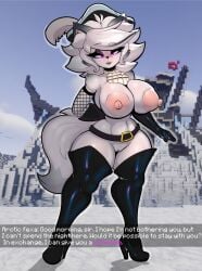 2025 anthro arctic_fox armwear belt big_breasts black_clothing black_gloves black_handwear black_latex black_legwear black_thigh_boots black_thigh_highs boots breasts canid canine clothing crossover dialogue digital_media_(artwork) english_text female fexa_(cryptiacurves) fishnet_armwear fishnet_clothing five_nights_at_freddy's footwear fox foxgumie foxy_(fnaf) fredina's_nightclub fur genitals gloves grey_body grey_fur grey_hair hair handwear hi_res high_heeled_boots high_heels huge_breasts latex latex_boots latex_clothing latex_footwear latex_gloves latex_handwear latex_legwear latex_thigh_boots latex_thigh_highs legwear looking_at_viewer mammal microsoft minecraft mojang mtf_crossgender nipple_dip nipples pink_nipples rule_63 scottgames shoes solo text thick_thighs thigh_boots thigh_highs true_fox vulva wearing_hat wide_hips xbox_game_studios