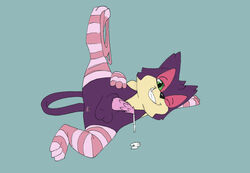 2014 anus balls clothing cum fan_character hi_res lingerie looking_at_viewer male male_only nintendo oscar_the_purrloin penis pokémon_(species) pokemon purrloin smile solo video_games young